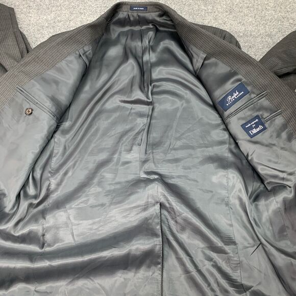 Ralph by Ralph Lauren Blazer Mens 41R Charcoal Grey Wool Shoulder Pads Striped - Picture 5 of 12